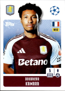 Boubacar Kamara Aston Villa samolepka Topps UEFA Champions League 2024/25 #70