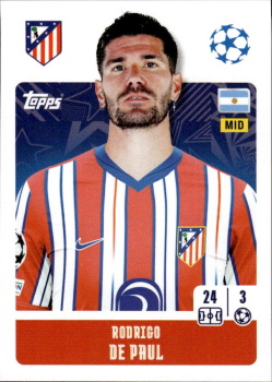 Rodrigo De Paul Atletico Madrid samolepka Topps UEFA Champions League 2024/25 #95