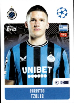 Christos Tzolis Club Brugge samolepka Topps UEFA Champions League 2024/25 #157
