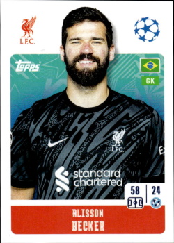 Alisson Becker Liverpool samolepka Topps UEFA Champions League 2024/25 #261
