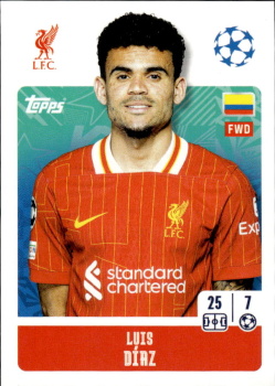 Luis Diaz Liverpool samolepka Topps UEFA Champions League 2024/25 #268