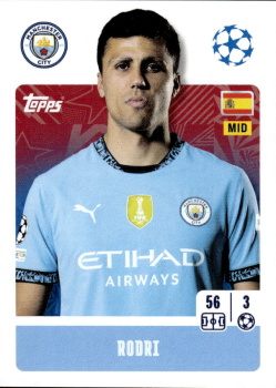 Rodri Manchester City samolepka Topps UEFA Champions League 2024/25 #277