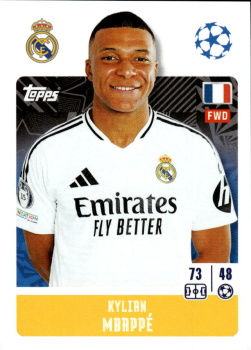 Kylian Mbappe Real Madrid samolepka Topps UEFA Champions League 2024/25 #327