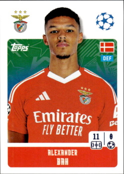 Alexander Bah SL Benfica samolepka Topps UEFA Champions League 2024/25 #347