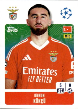 Orkun Kokcu SL Benfica samolepka Topps UEFA Champions League 2024/25 #350