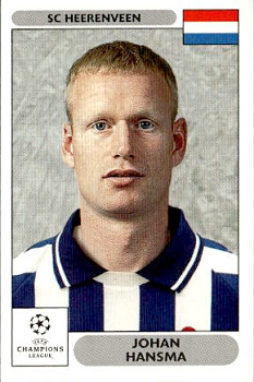 Johan Hansma SC Heerenveen samolepky Panini UEFA Champions League 2000/01 #137