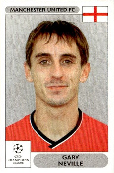 Gary Neville Manchester United samolepky Panini UEFA Champions League 2000/01 #250