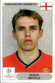 Phil Neville Manchester United samolepky Panini UEFA Champions League 2000/01 #255