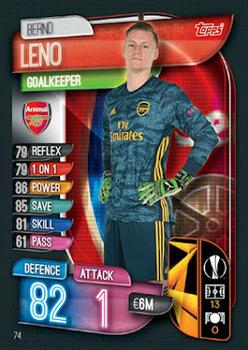Bernd Leno Arsenal 2019/20 Topps Match Attax CL UK version #74
