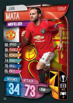 Juan Mata Manchester United 2019/20 Topps Match Attax CL UK version #102