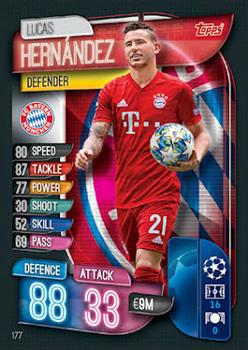 Lucas Hernandez Bayern Munchen 2019/20 Topps Match Attax CL UK version #177