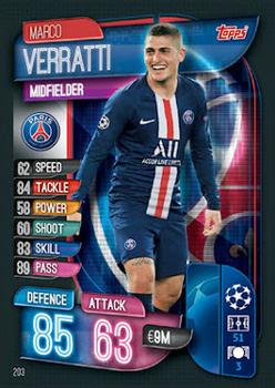 Marco Verratti Paris Saint-Germain 2019/20 Topps Match Attax CL UK version #203