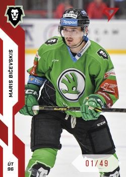 Maris Bicevskis Mlada Boleslav Tipsport ELH 2022/23 SportZoo 1. serie Red /49 #65