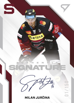 Milan Jurcina Sparta Tipsport ELH 2022/23 SportZoo 1. serie Authentic Signature Level 1 /150 #AS1-MJ
