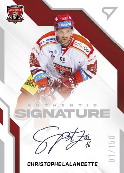 Christophe Lalancette Hradec Kralove Tipsport ELH 2022/23 SportZoo 1. serie Authentic Signature Level 1 /150 #AS1-CL