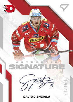 David Cienciala Pardubice Tipsport ELH 2022/23 SportZoo 1. serie Authentic Signature Level 1 /150 #AS1-DC