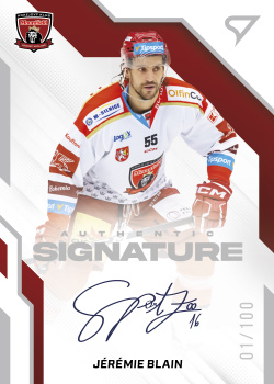Jeremie Blain Hradec Kralove Tipsport ELH 2022/23 SportZoo 1. serie Authentic Signature Level 2 /100 #AS2-JB