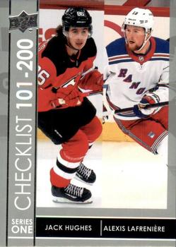 Jack Hughes/Alexis Lafreniere Colorado Avalanche/New York Rangers Upper Deck 2021/22 Series 1 Checklist #200