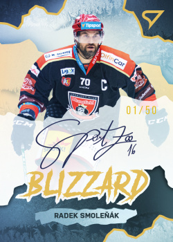 Radek Smolenak Hradec Kralove Tipsport ELH 2022/23 SportZoo 1. serie Blizzard Gold Auto /50 #BLS-RS