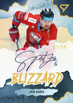 Jan Kana Olomouc Tipsport ELH 2022/23 SportZoo 1. serie Blizzard Gold Auto /50 #BLS-KA