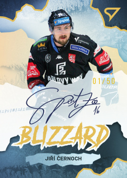 Jiri Cernoch Karlovy Vary Tipsport ELH 2022/23 SportZoo 1. serie Blizzard Gold Auto /50 #BLS-JC