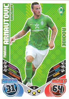 Marko Arnautovic Werder Bremen 2011/12 Topps MA Bundesliga Rookie #53