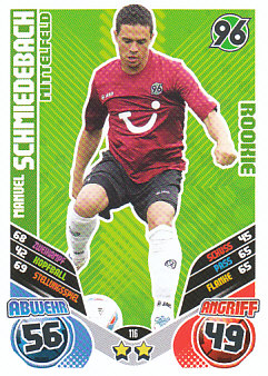 Manuel Schmiedebach Hannover 96 2011/12 Topps MA Bundesliga Rookie #116