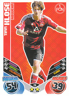 Timm Klose 1. FC Nurnberg 2011/12 Topps MA Bundesliga #259