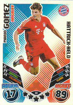 Mario Gomez Bayern Munchen 2011/12 Topps MA Bundesliga Hattrick Held #381
