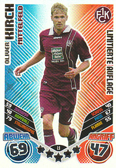 Oliver Kirch 1. FC Kaiserslautern 2011/12 Topps MA Bundesliga Limitierte Auflage #L9