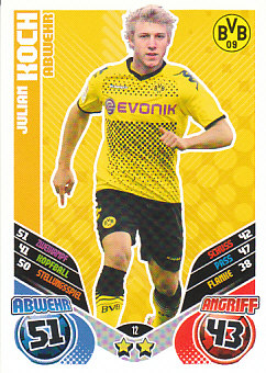 Julian Koch Borussia Dortmund 2011/12 Topps MA Bundesliga Update #12