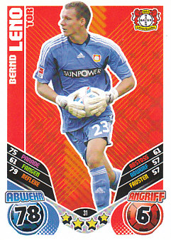 Bernd Leno Bayer 04 Leverkusen 2011/12 Topps MA Bundesliga Update #31