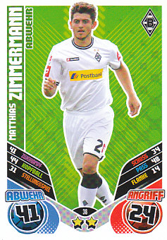 Matthias Zimmermann Borussia Monchengladbach 2011/12 Topps MA Bundesliga Update #38