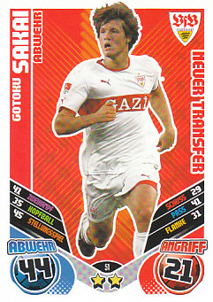 Gotoku Sakai VfB Stuttgart 2011/12 Topps MA Bundesliga Update Neuer Transfer #51