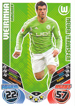 Vieirinha VfL Wolfsburg 2011/12 Topps MA Bundesliga Update Neuer Transfer #54