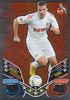 Lukas Podolski 1. FC Koln 2011/12 Topps MA Bundesliga Update Fan Favorit-Gold #64
