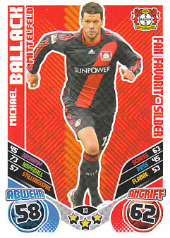 Michael Ballack Bayer 04 Leverkusen 2011/12 Topps MA Bundesliga Update Fan Favorit-Silber #83