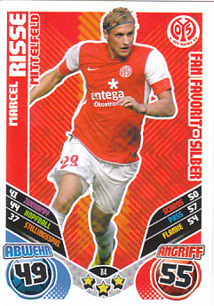 Marcel Risse 1. FSV Mainz 05 2011/12 Topps MA Bundesliga Update Fan Favorit-Silber #84