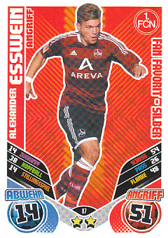 Alexander Esswein 1. FC Nurnberg 2011/12 Topps MA Bundesliga Update Fan Favorit-Silber #87