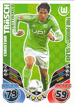 Christian Trasch VfL Wolfsburg 2011/12 Topps MA Bundesliga Update Fan Favorit-Silber #90