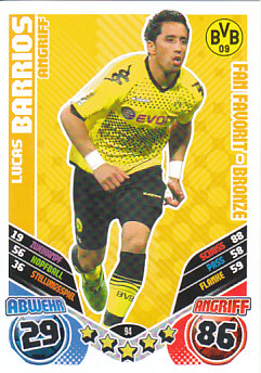 Lucas Barrios Borussia Dortmund 2011/12 Topps MA Bundesliga Update Fan Favorit-Bronze #94