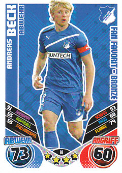 Andreas Beck TSG 1899 Hoffenheim 2011/12 Topps MA Bundesliga Update Fan Favorit-Bronze #98