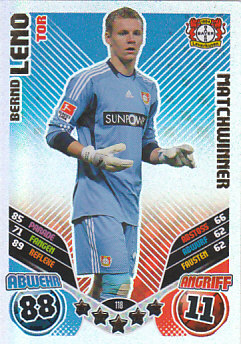 Bernd Leno Bayer 04 Leverkusen 2011/12 Topps MA Bundesliga Update Match Winner #118