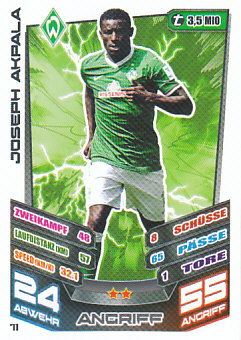Joseph Akpala Werder Bremen 2013/14 Topps MA Bundesliga #71