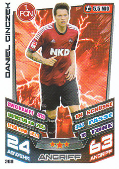 Daniel Ginczek 1. FC Nurnberg 2013/14 Topps MA Bundesliga #268