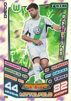 Diego VfL Wolfsburg 2013/14 Topps MA Bundesliga Star Spieler #316