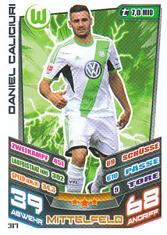 Daniel Caligiuri VfL Wolfsburg 2013/14 Topps MA Bundesliga #317