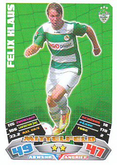Felix Klaus Greuther Furth 2012/13 Topps MA Bundesliga #122