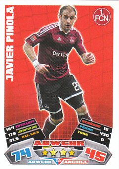Javier Pinola 1. FC Nurnberg 2012/13 Topps MA Bundesliga #255