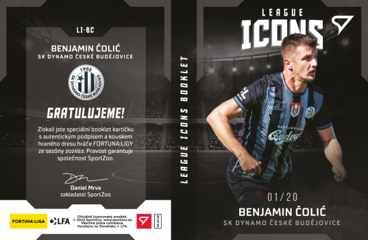 Benjamin Colic Ceske Budejovice SportZoo FORTUNA:LIGA 2021/22 2. serie League Icons Booklet /20 #LI-BC